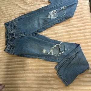 Wild Fable High Rise Blue Jeans with Distressed Details
